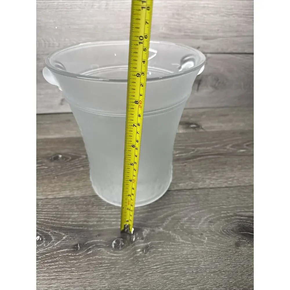 Vintage Italian Frosted Glass Ice Champagne Bucket Raised Grape Pattern 8.5”